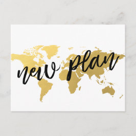 Postal Nueva boda del mapa mundial del plan