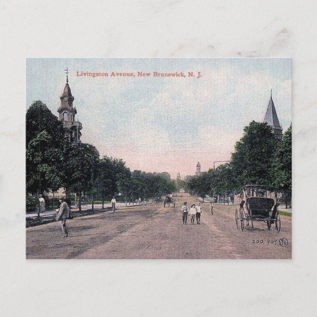 Postal Nueva Brunswick, Nueva Jersey, Vintage (Anverso)