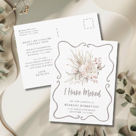 Postal Nueva Casa Boho Rosas Rosadas en Movimiento