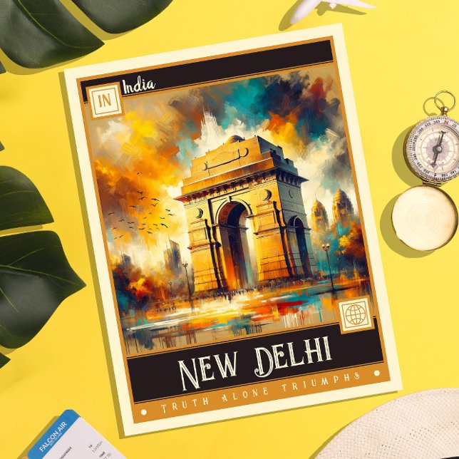 Postal Nueva Delhi, India | Pintura de época (Subido por el creador)