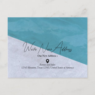 Postal Nueva dirección   Anuncio azul y gris