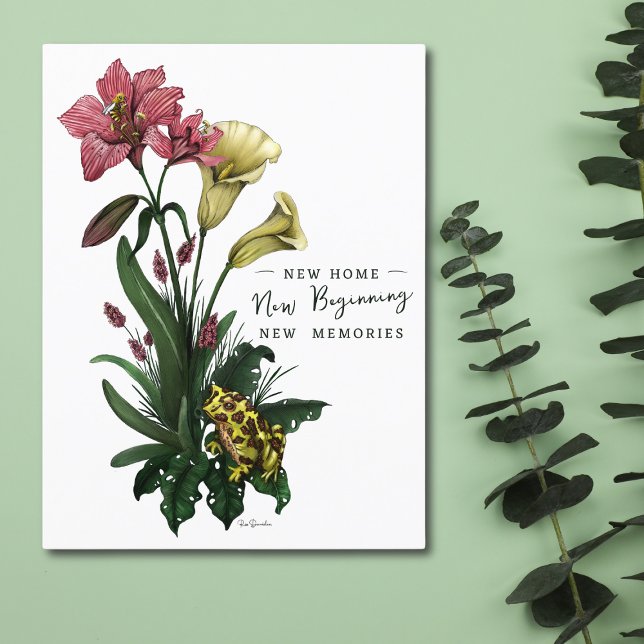 Postal Nueva dirección botánica floral de rana y lirios (Subido por el creador)