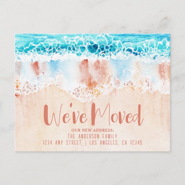 Postal Nueva dirección de arena de playa (Anverso)