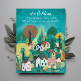 Postal Nueva dirección de casa Mudanza Lindo Arte de pueb