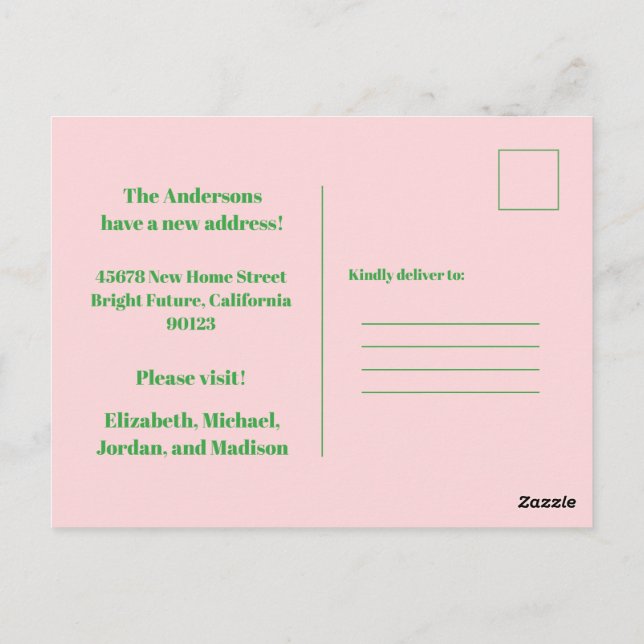 Postal Nueva dirección de floral de primavera retro (Reverso)