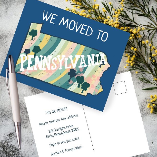 Postal NUEVA DIRECCIÓN DEL HOGAR Mapa Estatal de Pennsylv (NEW HOME ADDRESS Moving Announcement Pennsylvania State Map Postcard
)