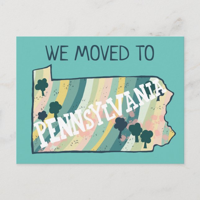Postal NUEVA DIRECCIÓN DEL HOGAR Mapa Estatal de Pennsylv (Anverso)