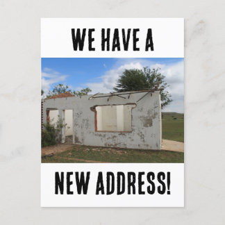 Postal Nueva dirección divertida que hemos movido