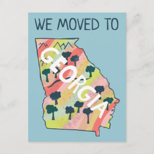 Postal NUEVA DIRECCIÓN EN GEORGIA Mapa Ilustrado del Esta
