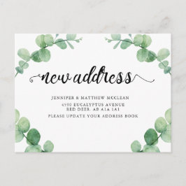 Postal Nueva dirección Eucalyptus Leaf Calligrafía Botáni