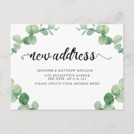 Postal Nueva dirección Eucalyptus Leaf Calligrafía Botáni
