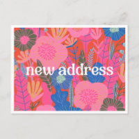 Nueva dirección floral colorida Nos hemos mudado