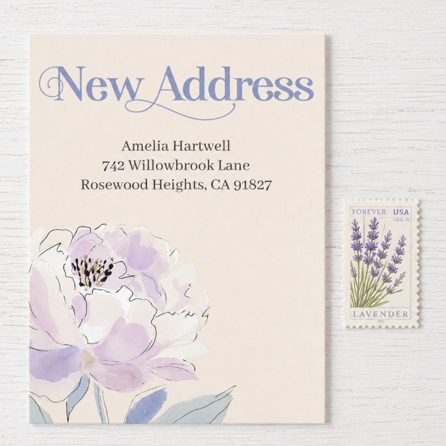 Postal Nueva Dirección Floral de Mudanza (New Address Card - Beautiful floral watercolor. Let family and friends know that you have moved.)