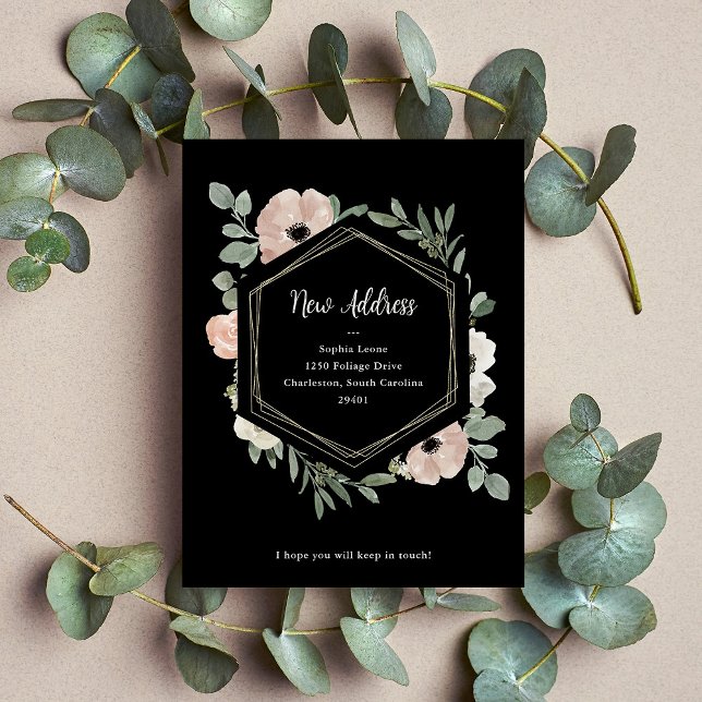 Postal Nueva dirección | Flores de melocotón polvoriento  (Subido por el creador)