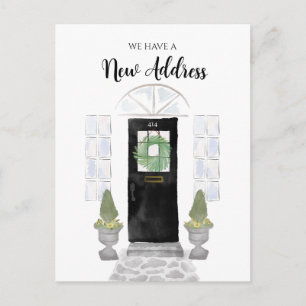 Postal Nueva Dirección Nos Mudamos Puerta Negra Acuarela
