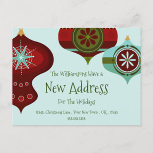 Postal Nueva Dirección Para las Fiestas Navidad Retro