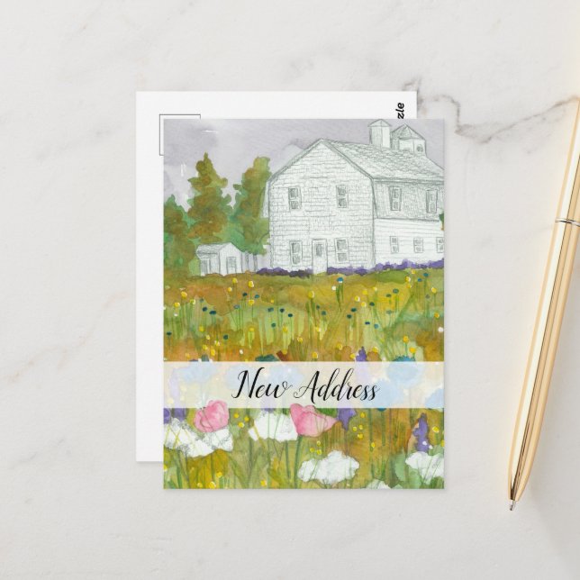 Postal Nueva Dirección Que Hemos Movido Farmhouse Meadow (Anverso/Reverso In Situ)