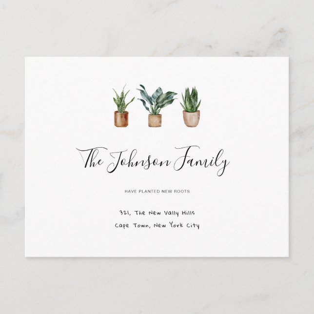 Postal Nueva dirección residencial Nuevas raíces plantas  (Anverso)