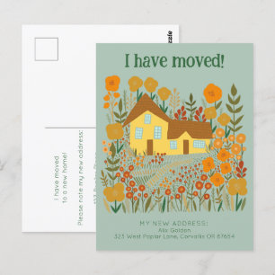 Postal Nueva dirección residencial que he movido flores d