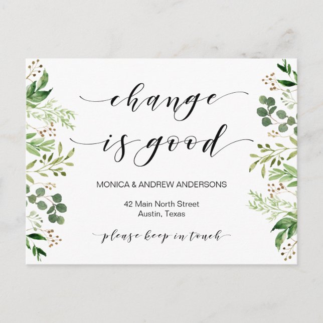 Postal Nueva dirección residencial, vegetación, Invitació (Anverso)