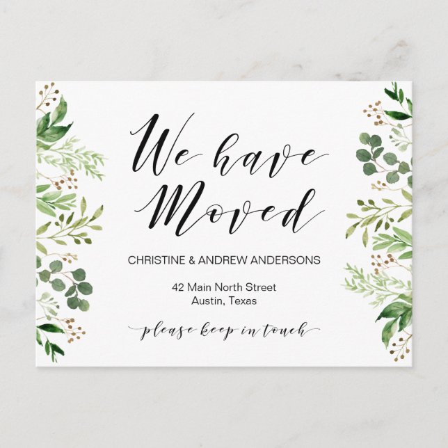 Postal Nueva dirección residencial, vegetación, Invitació (Anverso)