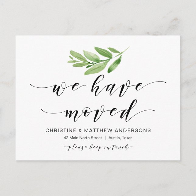 Postal Nueva dirección residencial, vegetación, Invitació (Anverso)