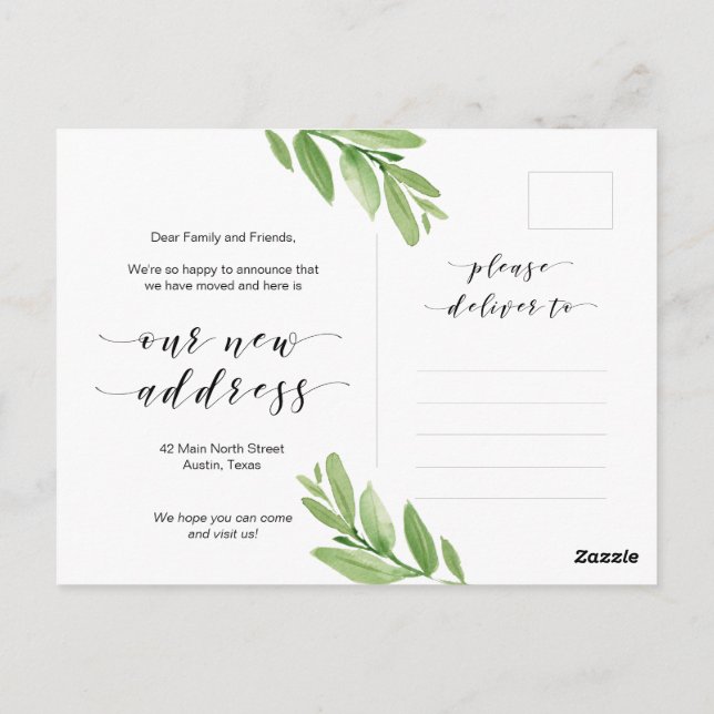 Postal Nueva dirección residencial, vegetación, Invitació (Reverso)