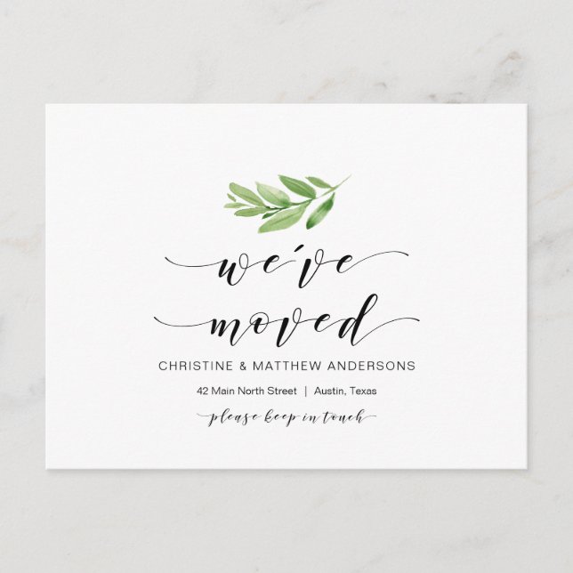 Postal Nueva dirección residencial, vegetación, Invitació (Anverso)