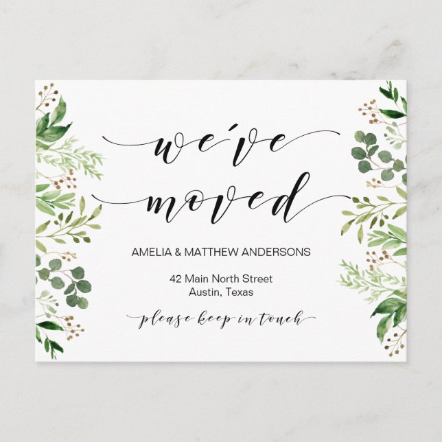 Postal Nueva dirección residencial, vegetación, Invitació (Anverso)