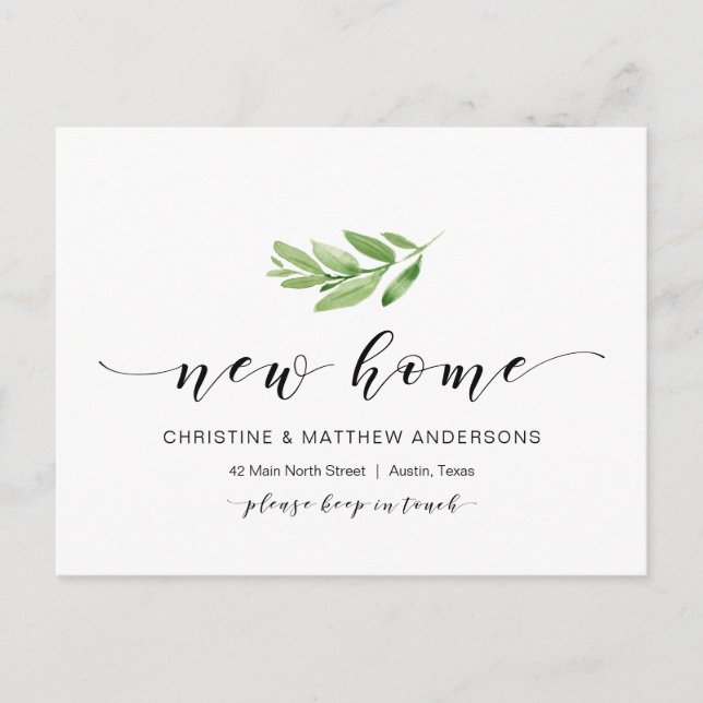 Postal Nueva dirección residencial, vegetación, Invitació (Anverso)