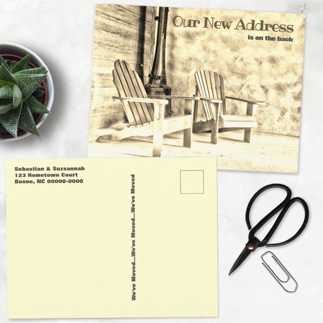 Postal Nueva dirección Sepia Adirondack preside Porch Per (Subido por el creador)