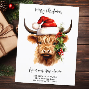Postal Nueva fiesta de la vaca de Highland New Home Feliz
