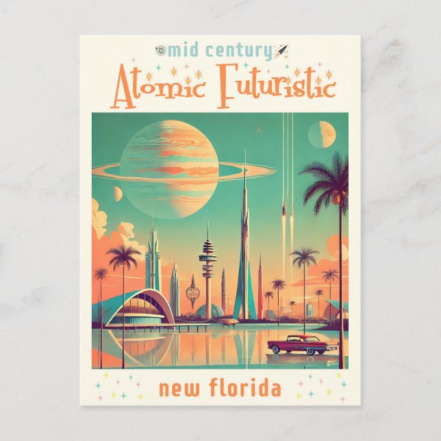 Postal Nueva Florida futurista atómica (Anverso)