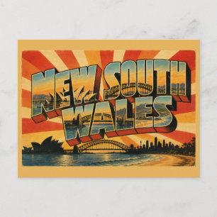 Postal Nueva Gales del Sur Australia Arte de Viaje Vintag