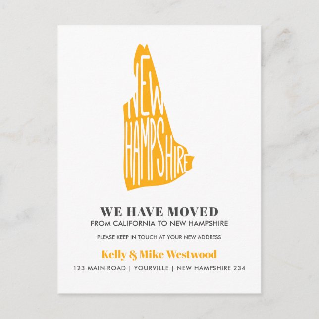 Postal NUEVA HAMPSHIRE Hemos movido nueva dirección Nueva (Anverso)