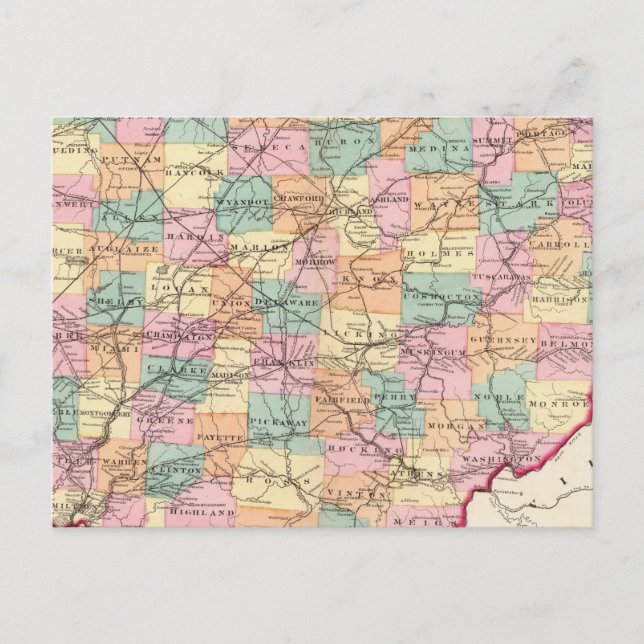 Postal Nueva hoja de ruta ferroviaria del Estado de Ohio (Anverso)