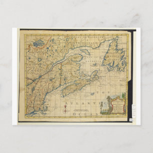 Postal Nueva Inglaterra y Nueva Escocia 1758 Mapa Thomas 