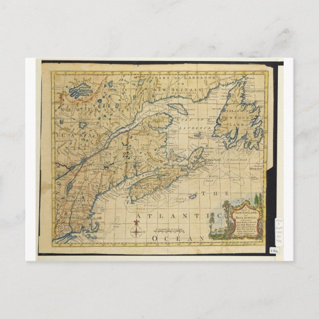 Postal Nueva Inglaterra y Nueva Escocia 1758 Mapa Thomas  (Anverso)
