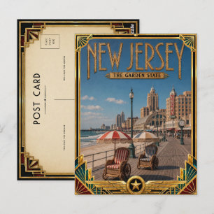Postal Nueva Jersey Arte Deco Vintage Edad Dorada