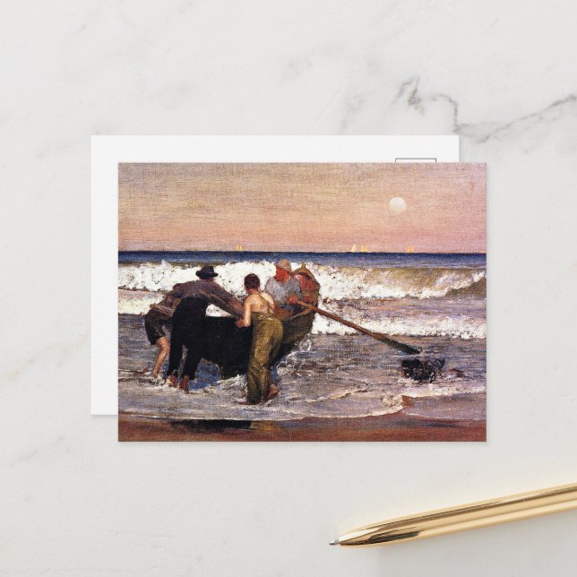 Postal Nueva Jersey, Salir del bote, arte fino, (Anverso/Reverso In Situ)