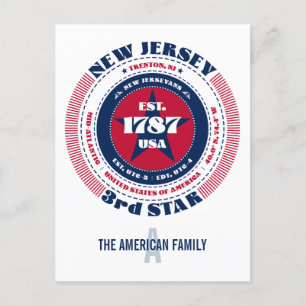 Postal Nueva Jersey, Trenton NJ, Monograma Patriótico