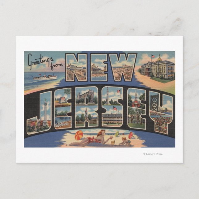 Postal Nueva JerseyEscenas de letras grandesNueva Jersey (Anverso)