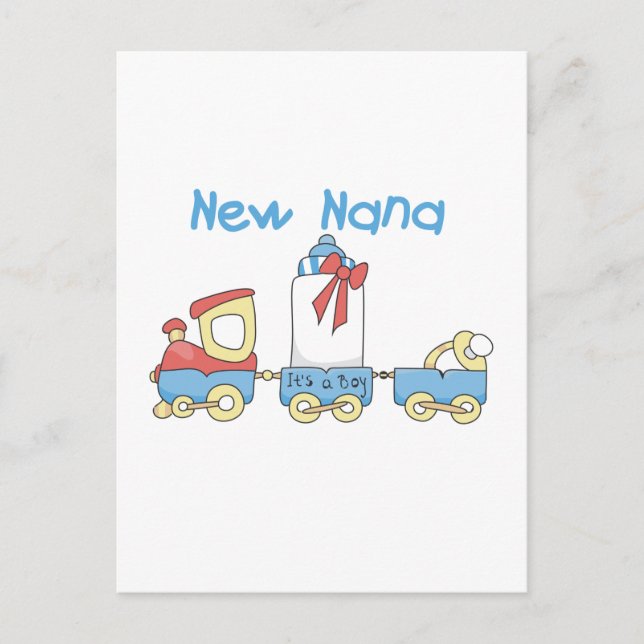 Postal Nueva Nana - Trompeolas de tren y regalo (Anverso)