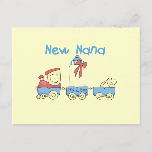 Postal Nueva Nana - Trompeolas de tren y regalo (Anverso)
