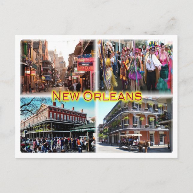 Postal Nueva Orleans - Calle Bourbon - Mardi Gras - (Anverso)