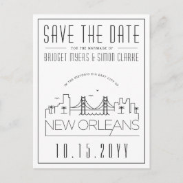 Postal Nueva Orleans | Estilizado Skyline Guardar la fech