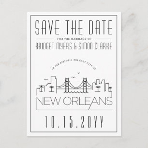 Postal Nueva Orleans   Estilizado Skyline Guardar la fech