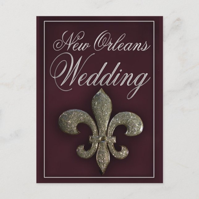 Postal Nueva Orleans fleur-de-lis boda (Anverso)