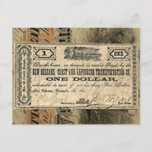 Postal Nueva Orleans Guerra Civil Dinero antiguo del Sur