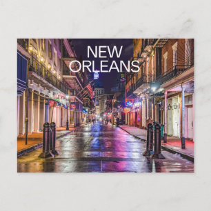 Postal Nueva Orleans Louisiana Ciudad Colorida Noche